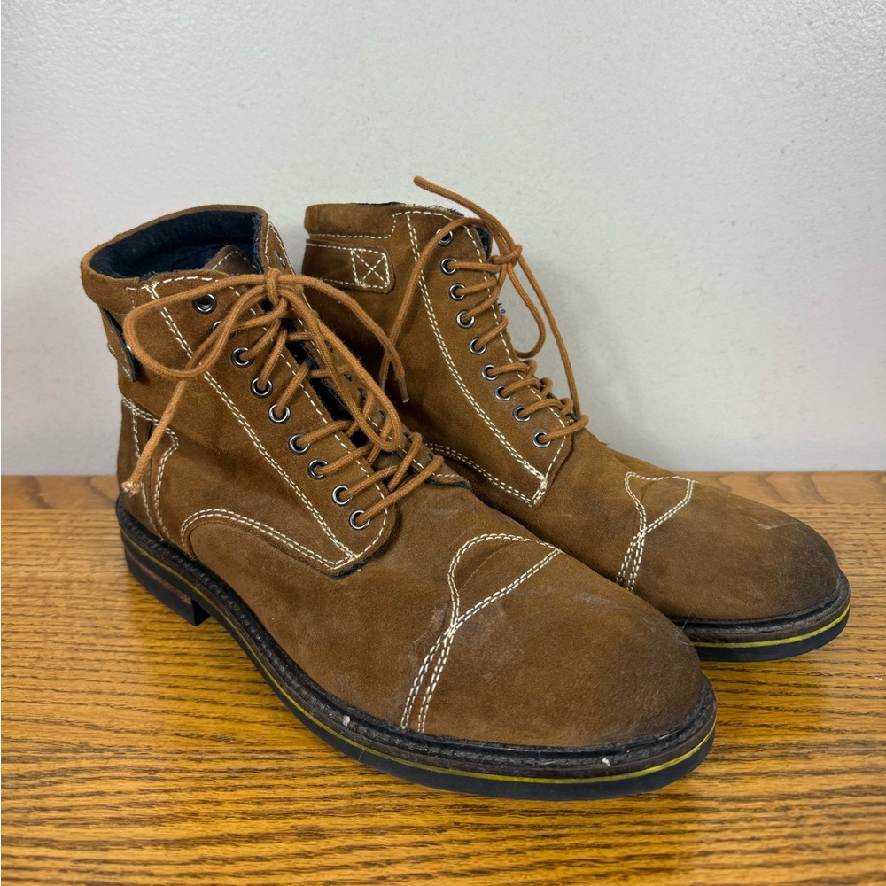 Roan Zalen Mens Boots Suede Work Brown Size 9 Outdoor Utility Lace-Up Casual‎